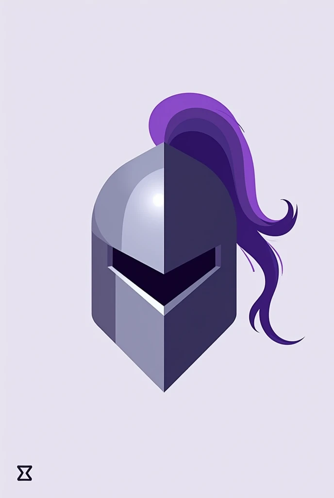 Flat logo for a website of a knight's helmet with violet hair