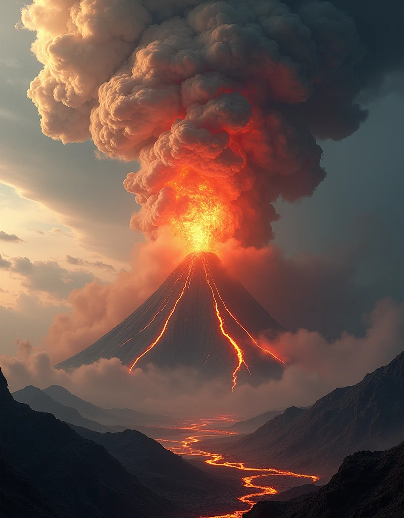 eruption of a mega volcano.
