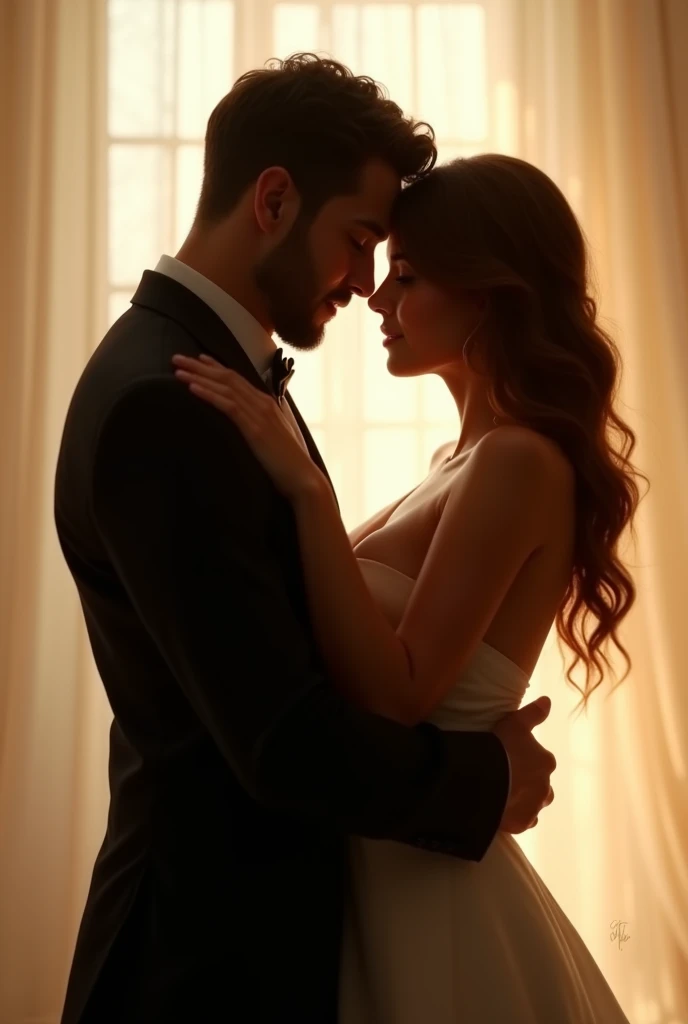 A man and a woman hugging tightly