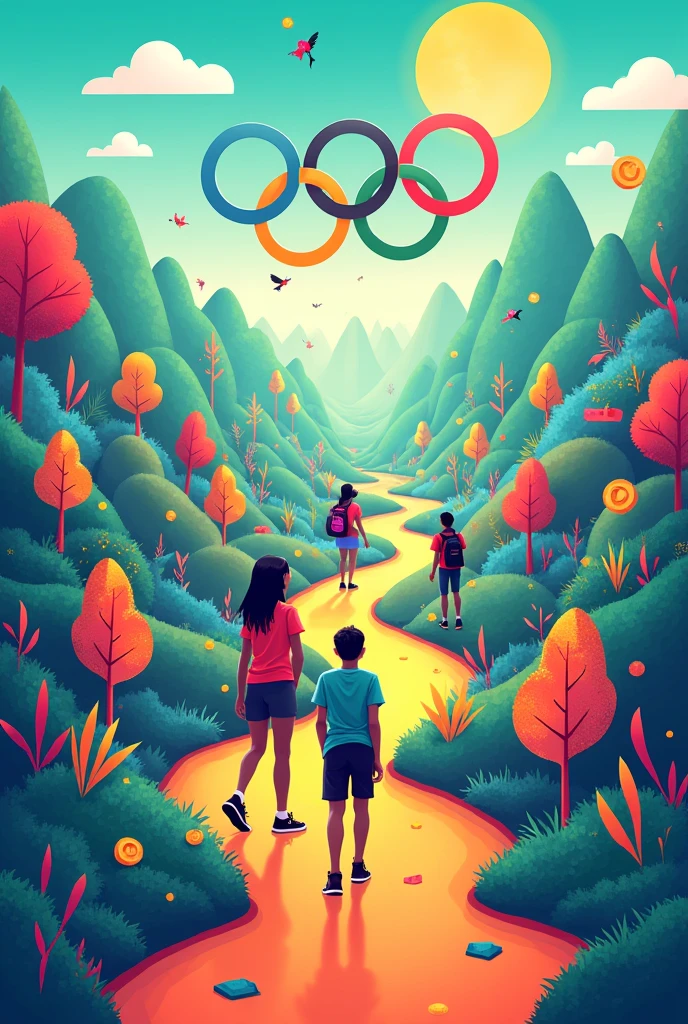 Make me a poster making the theme is Youthlympics Theme: From Clicks to Progress Youth Digital Pathways for Sustainable Development. Youth-Led Digital Activism, Digital Skills for Sustainable Careers, Youth Innovation in Green Tech, Digital Volunteering and Online Advocacy, Crowdsourcing Solutions for Sustainability, Social Media Campaigns for Climate Awareness, Gaming for Good: Youth Engagement in Sustainability, Digital Artand Creativity for Change, Youth-Led Online Communities and Networks, Impact of Youth-Driven Data Projects, Digital Storytelling for Environmental Advocacy.