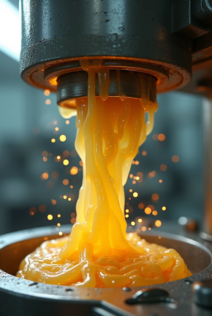 Dabs oozing out of a hydraulic press