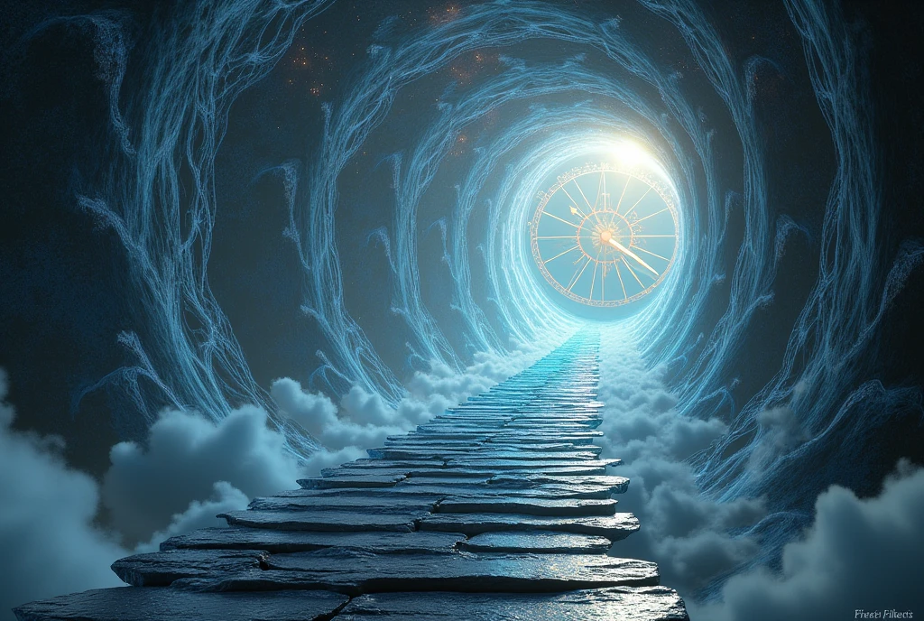 tunnel that lasts forever, A timeless sight, Clock hands, Flowing stars々, Infinite staircase