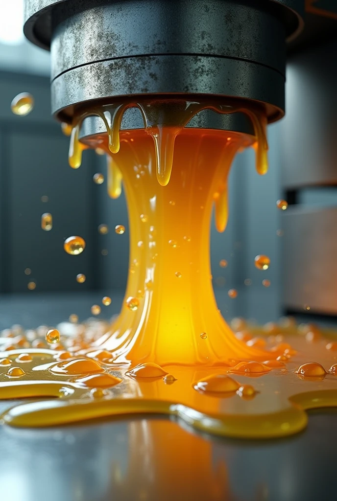 Dabs oozing out of a hydraulic press 