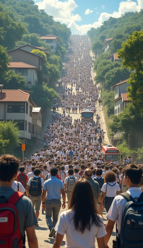 Visualize People Running Towards High Evacuation Grounds, earthquake drill simulation at school, and disaster socialization by authorities.