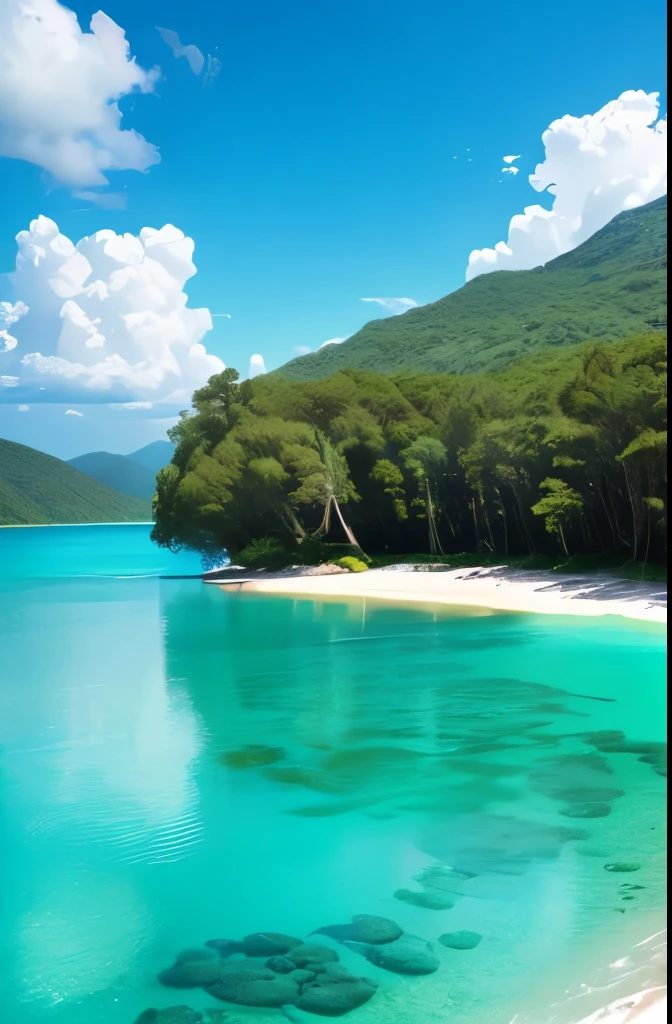 trees are growing near the water , a picture inspired by Li Keran, instagram, hurufiyya, turquoise water, blue and green water, blue waters, puddles of turquoise water, azure water, green waters, river with stunning water, clear blue water, beautiful lake, lake blue, very very beautiful scenery