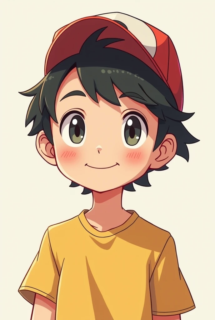 white teenager, Scrawny, short shaded hair, YouTube profile, with pokeball pokemon cap, 2d, Only from the neck up, glad