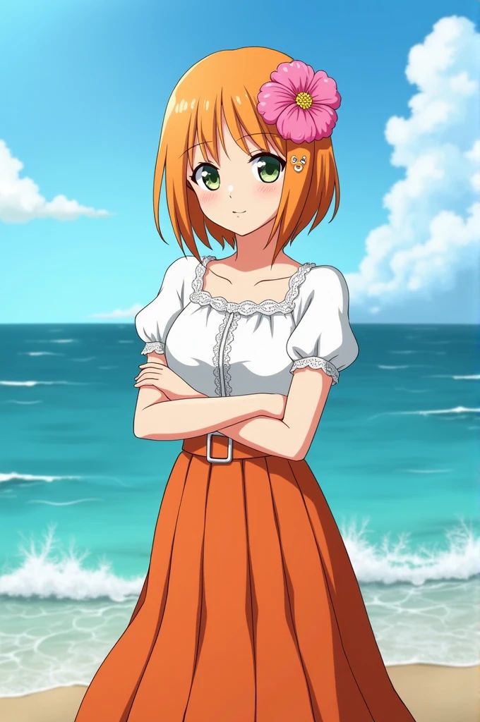 Nami de one piece con ropa de Orihime inoue 