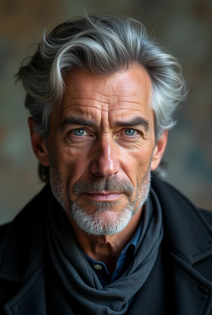 Mature man, rich gray haired, blue eyes, handsome Irish
