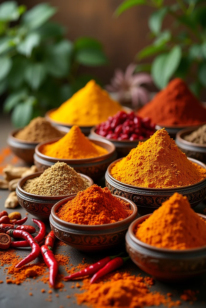 create a selling poster of indian spices, powder and spices