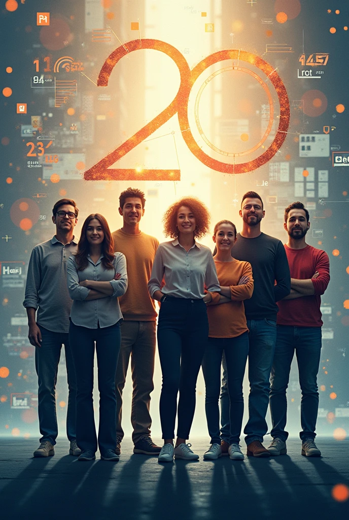 Image to celebrate the 20th anniversary of an SEO and SEM agency that reflects our years of existence and our history of evolution as an agency. / company, also delve into the history of our people,