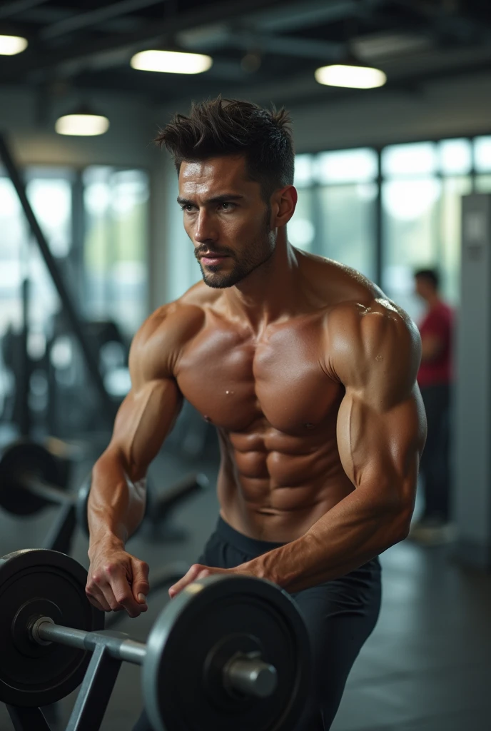 A thin man at the gym