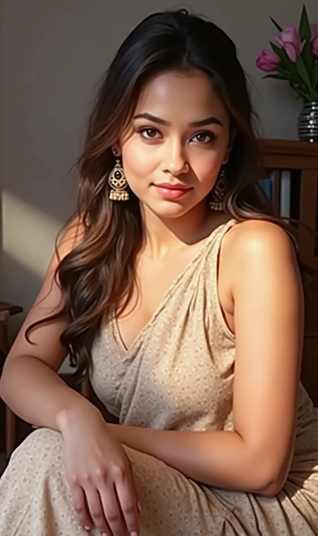 A Indian hot girl clear face detailed 