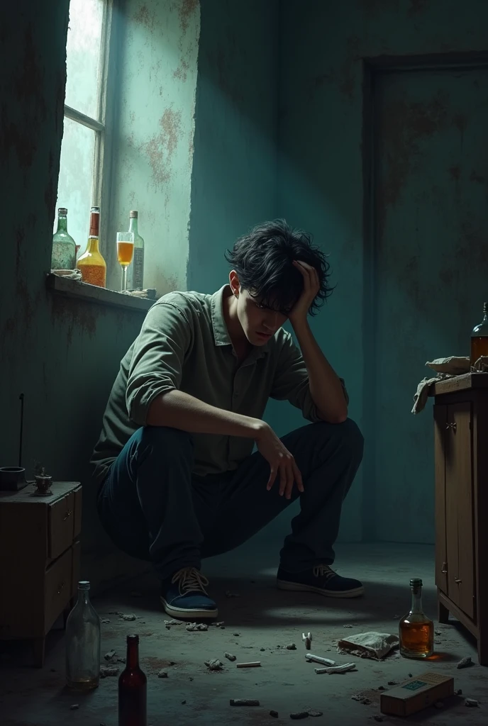 Sad boy sitting in saddest room with holcohol and cigrets background
Feeling the stress, I need some rest
I need to get some things off of my chest
My head's a mess, feel like I'm stuck in distress
Feel like I'm fucking depressed
Sit in the dark, sit with my thoughts
Asking myself, "Shit, am I lost?"
Giving myself, but don't know what cost
Living this up, wish I could pause