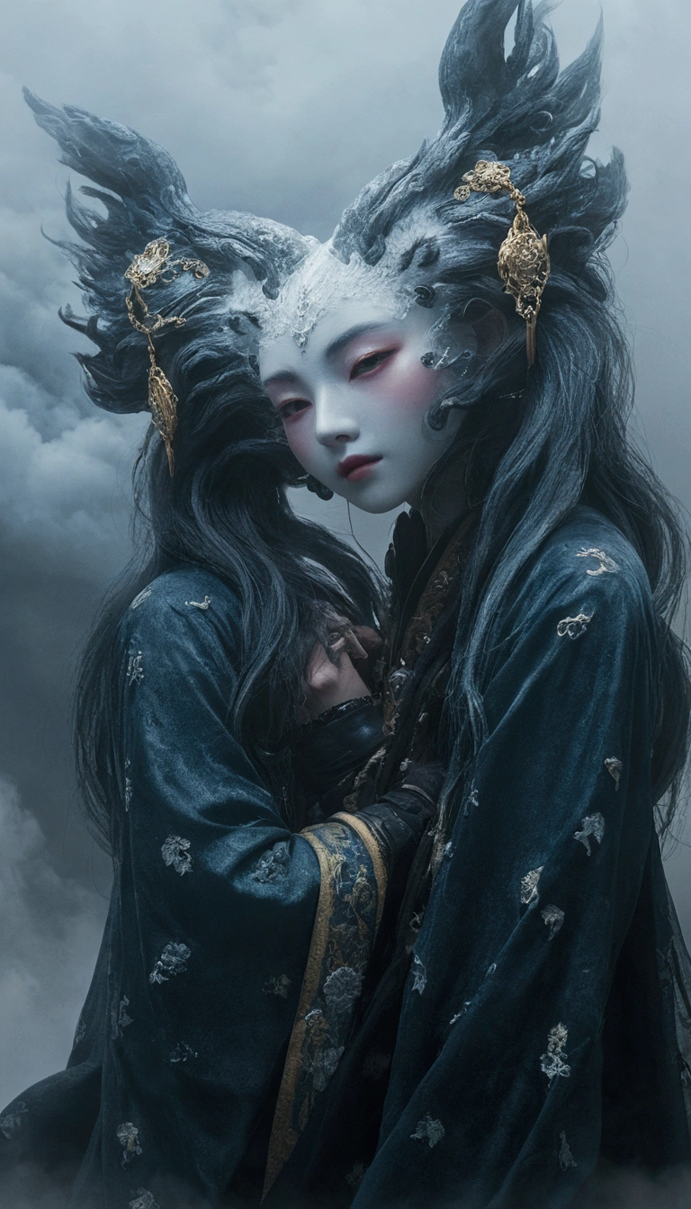 face、fog、Drift、cloud、Flowing、dim、Highest quality、8k