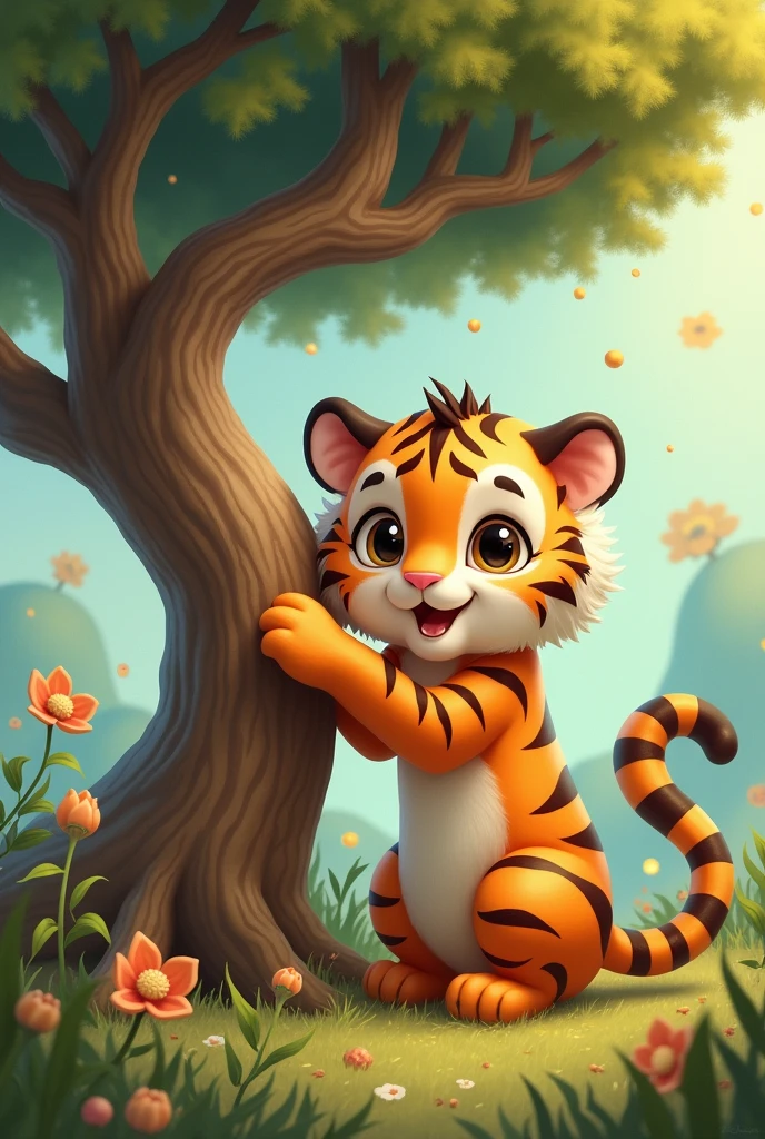 Cute image of tiger and tree mix