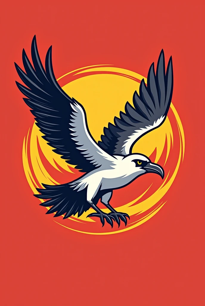 volleyball club logo team. name albatross. warm strikimg colour red and yellow white