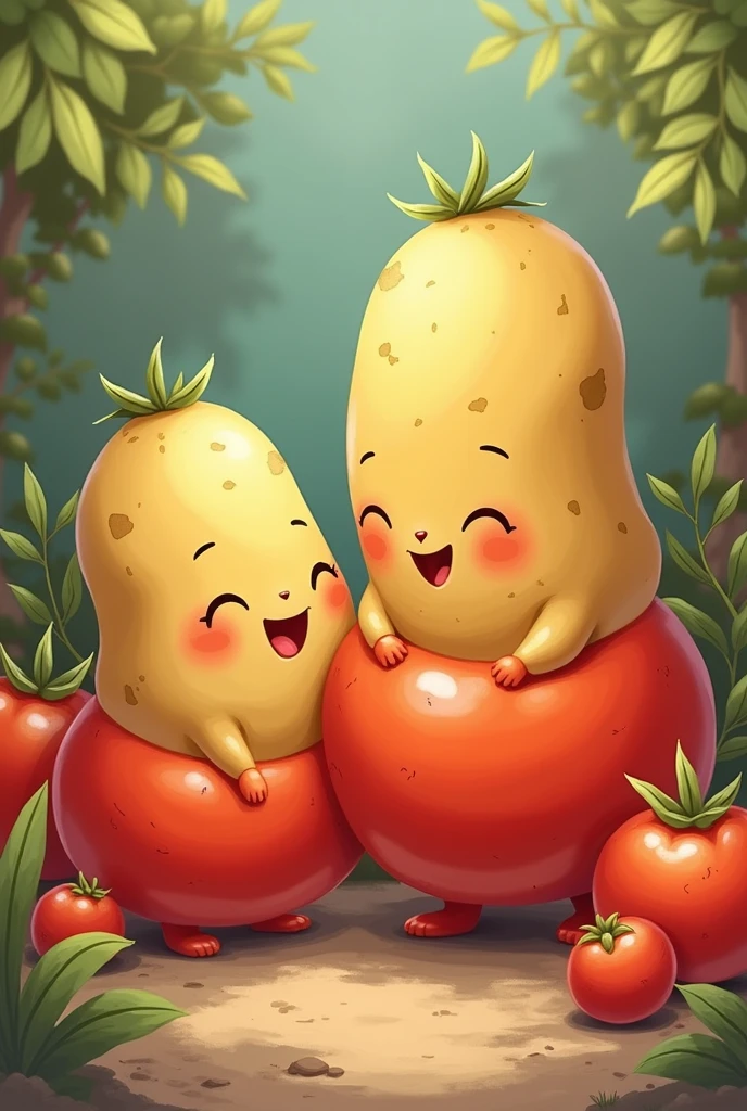 Cute image of potato and tomamto mix