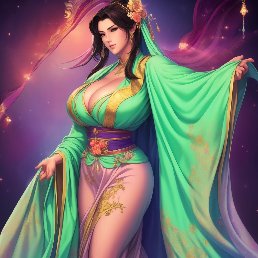 (masterpiece, Top quality, best quality, Official Art, beautiful and aesthetic:1.2), 1 girl,Hanfu full body big breasts