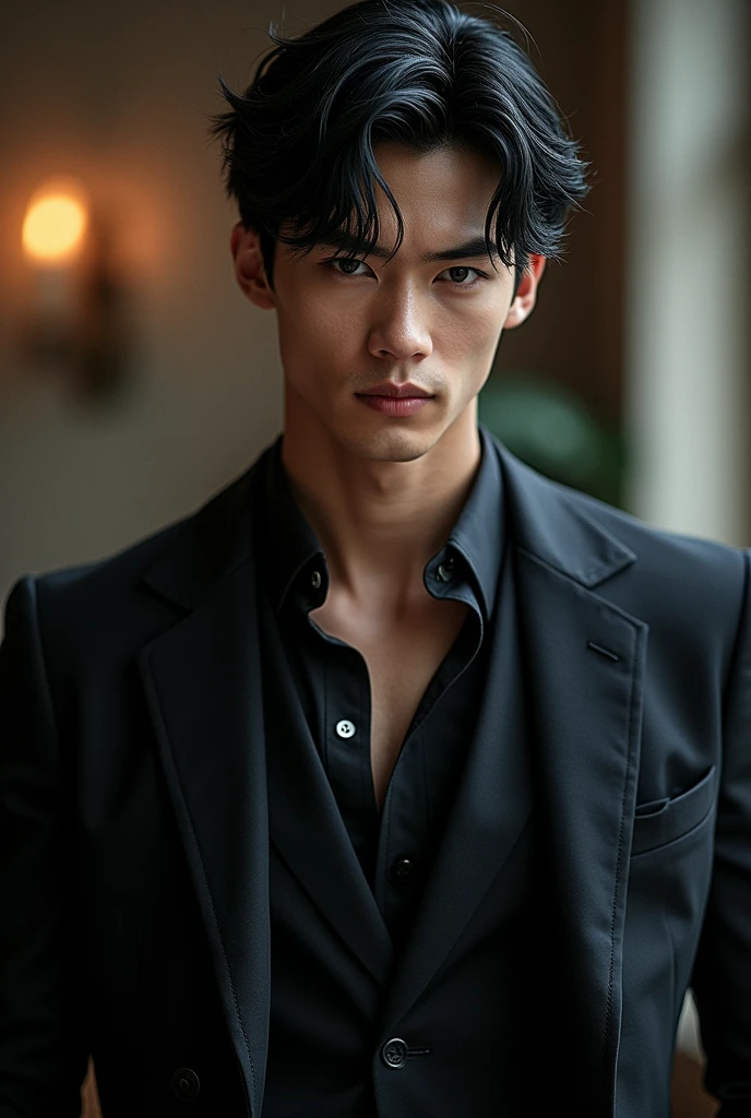 An character called Jace Tempest. Jace Tempest is not your typical Asian guy. He is tall, has a nice figure, lean and muscular. His face is like a combination of handsome and hot with a little bit of cuteness in the middle. He looks irresistibly charming in his all black outfits and stylish black hair. He is a Slytherin who always has a playful smile on his face and a typical bad boy vibe surrounding him. He also comes from a pure blood family with enormous wealth and influence.