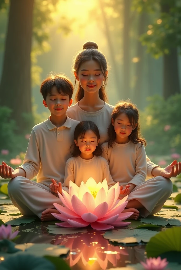  mom dad enlightened by meditation on lotus flower healing 