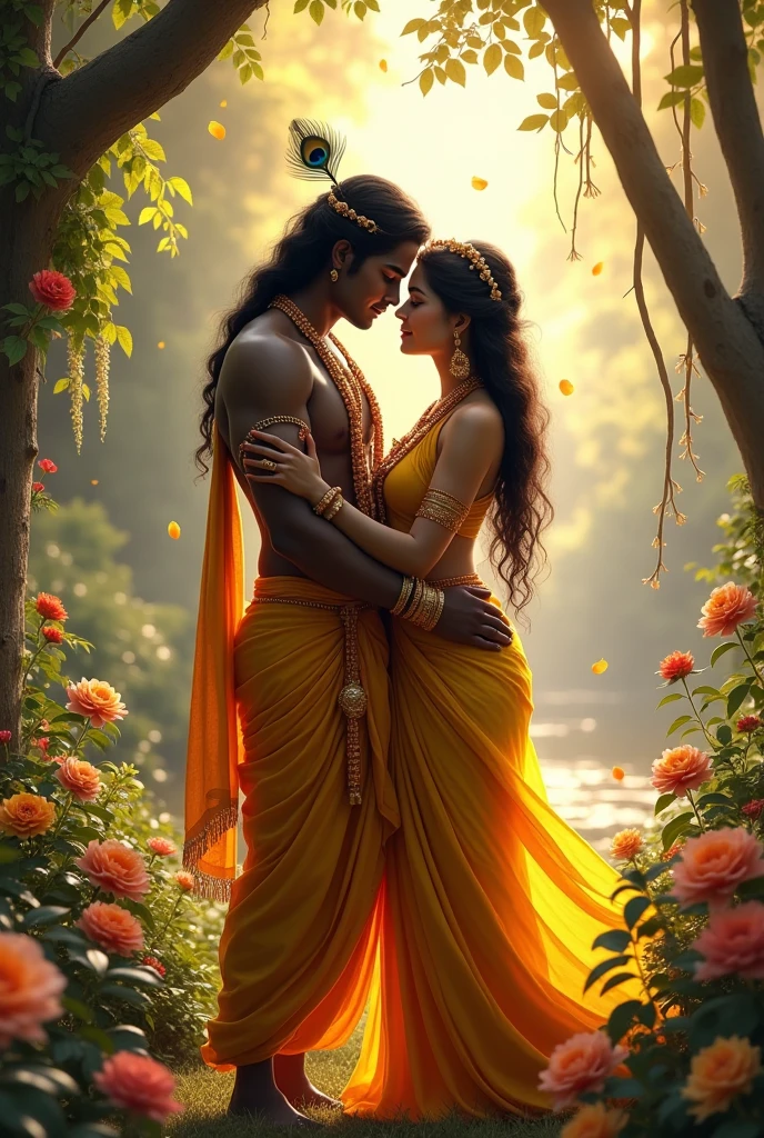 Radhe Krishna god in romantic mood in the garden images creative