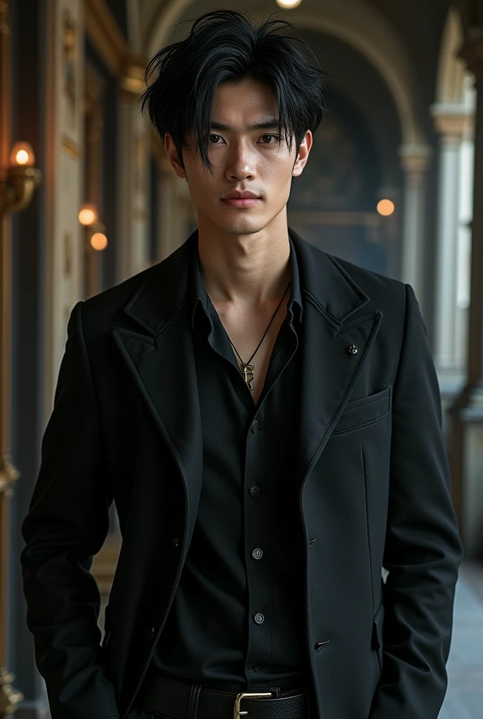 An character called Jace Tempest. Jace Tempest is not your typical Asian guy. He is tall, has a nice figure, lean and muscular. His face is like a combination of handsome and hot with a little bit of cuteness in the middle. He looks irresistibly charming in his all black outfits and stylish black hair. He is a Slytherin who always has a playful smile on his face and a typical bad boy vibe surrounding him. He also comes from a pure blood family with enormous wealth and influence.
