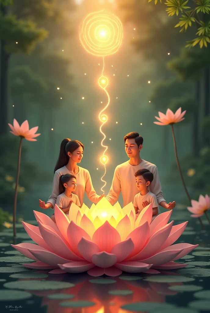  mom dad enlightened by meditation on lotus flower healing energy and chakras 