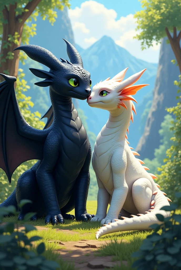 Toothless the dragon and the white dragon love image