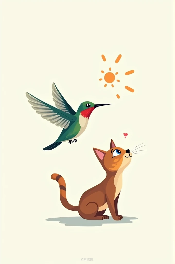 Logo of a hummingbird and a cat