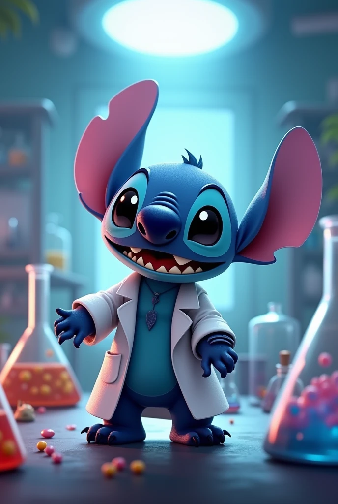 Stitch in a lab coat