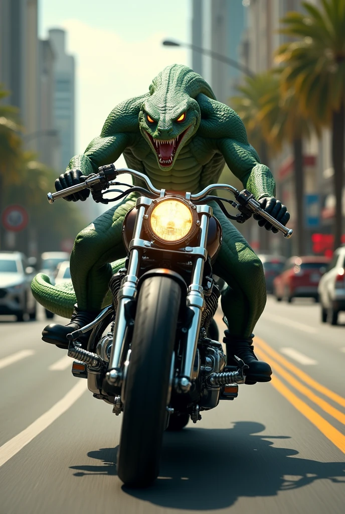 Snake driving bike fastly