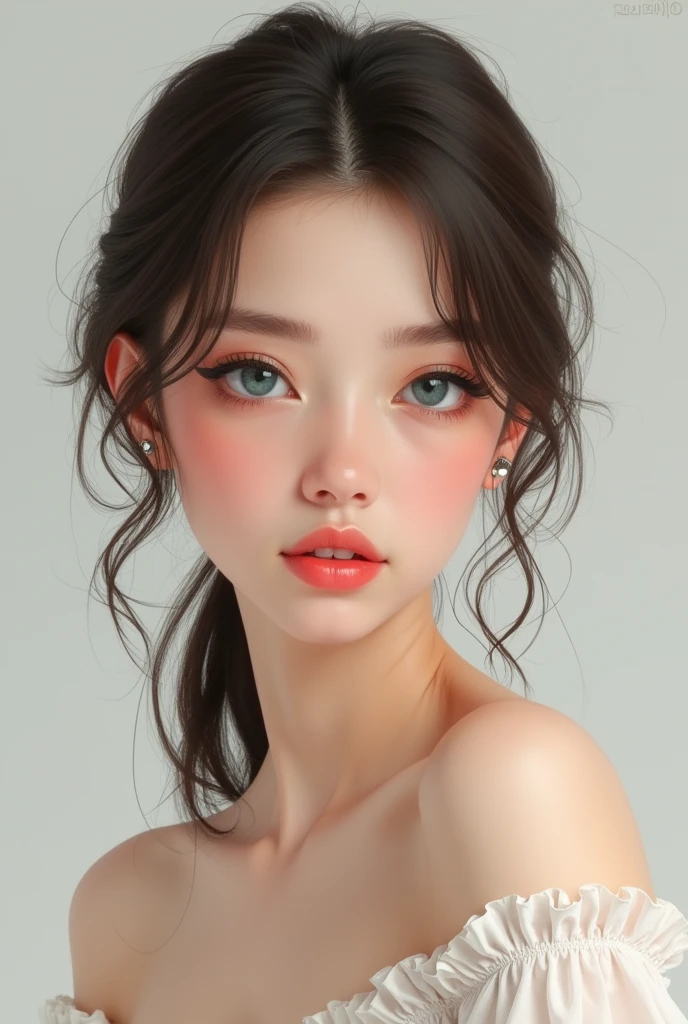 Brunette 5.6 in high white blue eyes small feet
