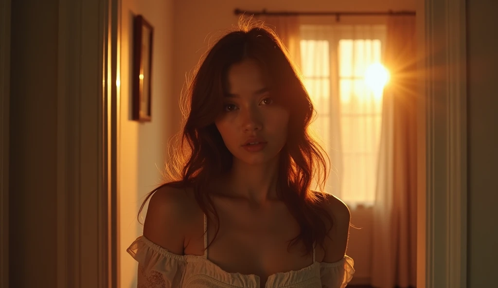 A cute woman like a scene from a movie