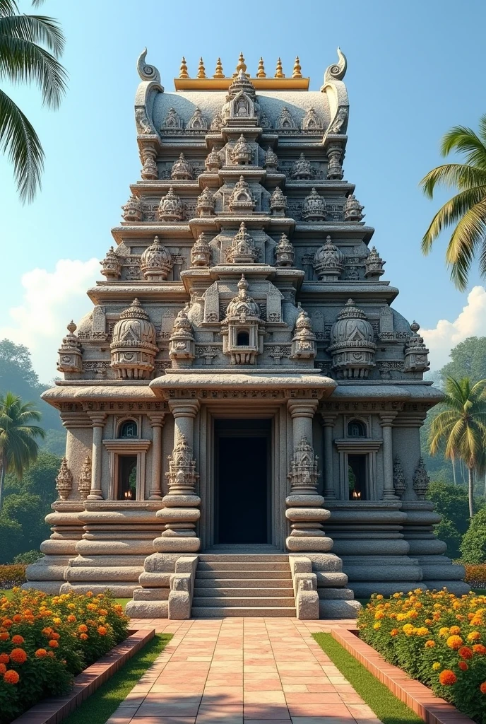 Create a blueprint of Stone temple in south indian style approximate budget for the temple is 1 crore rupees