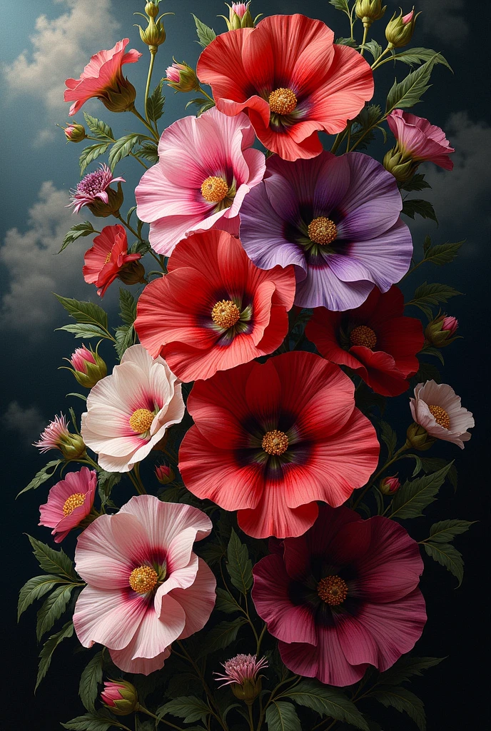 Baroque style hollyhock