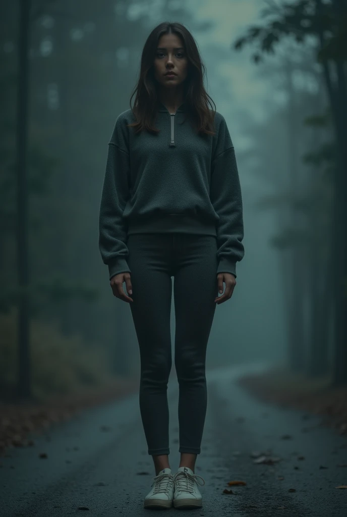 cinematic photo of a cute girl, 1 girl, standing alone, (p1ne does), (Slate tweed sportswear with thighs:1.2)