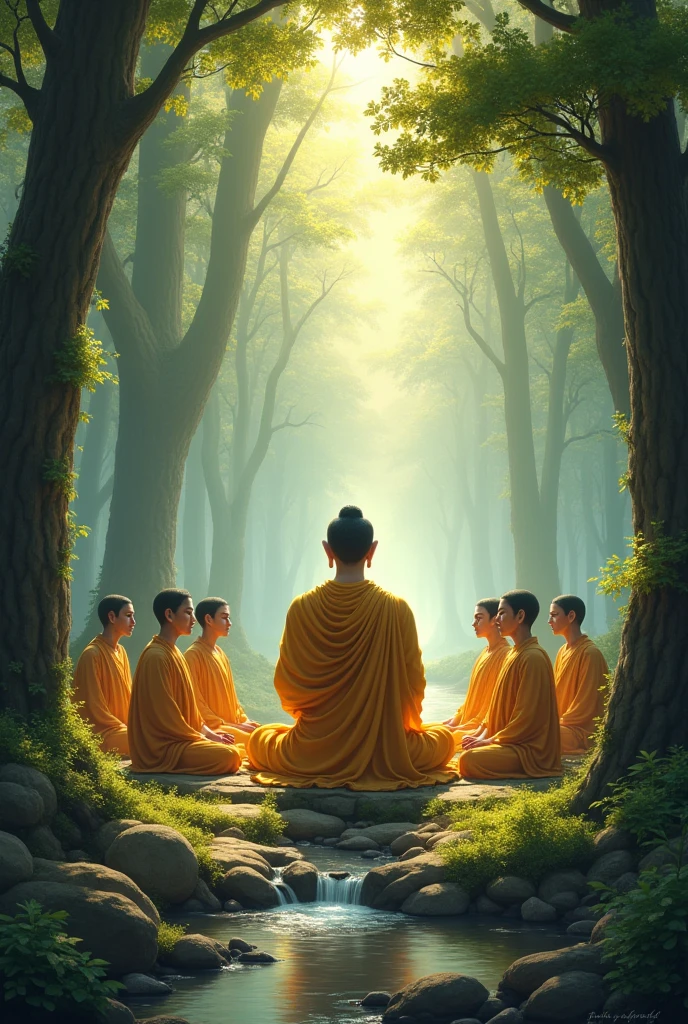 Buddha preaches in the forest