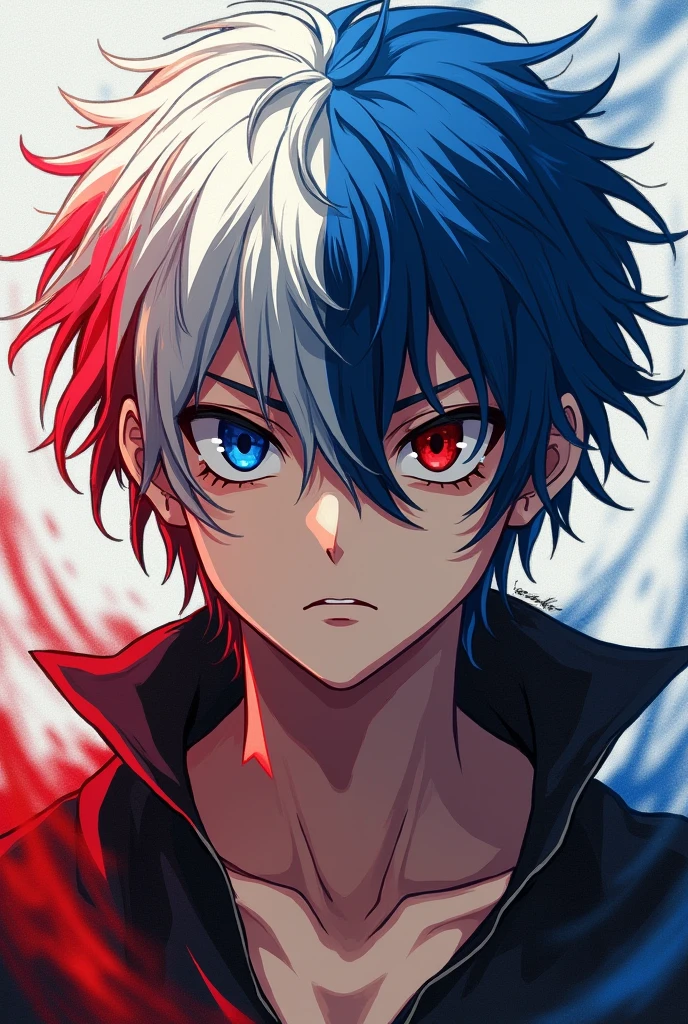 Make shto todoroki without white hair, with disheveled hair and no scar