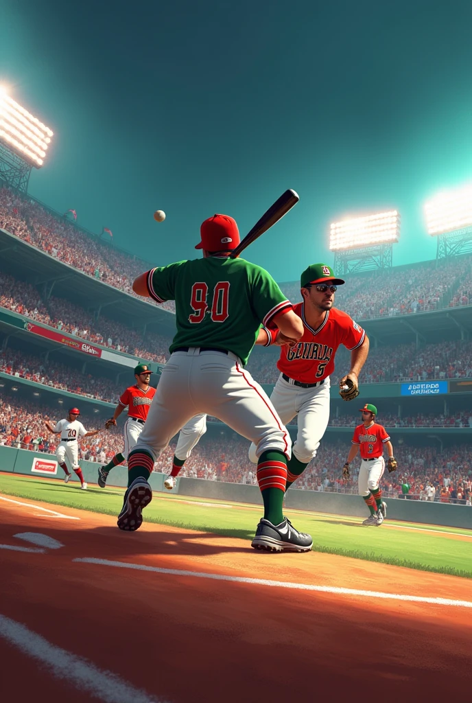 An image in a baseball stadium where the Guerreros de Oaxaca beat the Diablos de México 