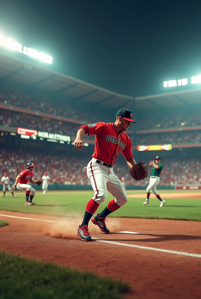 An image in a baseball stadium where the Guerreros de Oaxaca beat the Diablos de México 