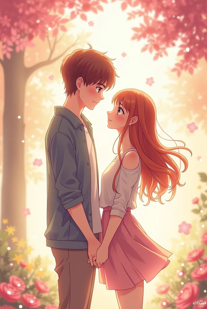 create a ANIME GIRL WITH HER BOYFRIEND NAME RIYAN