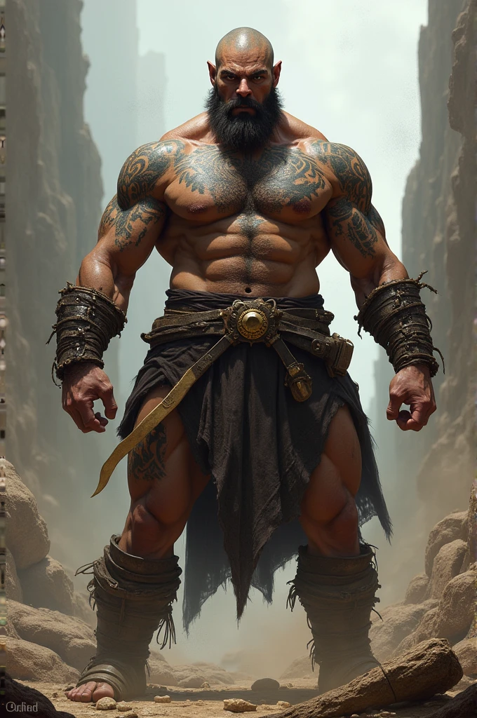 Muscular warrior with tattoo 