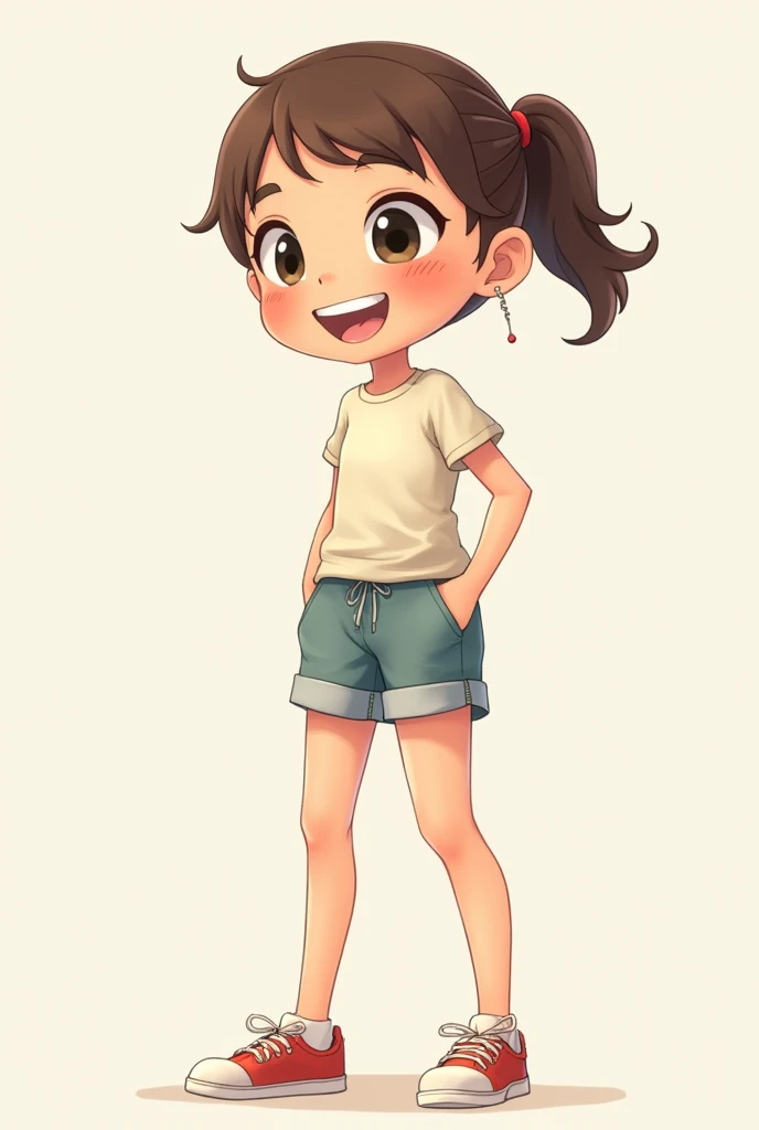 Girl short pants whole body