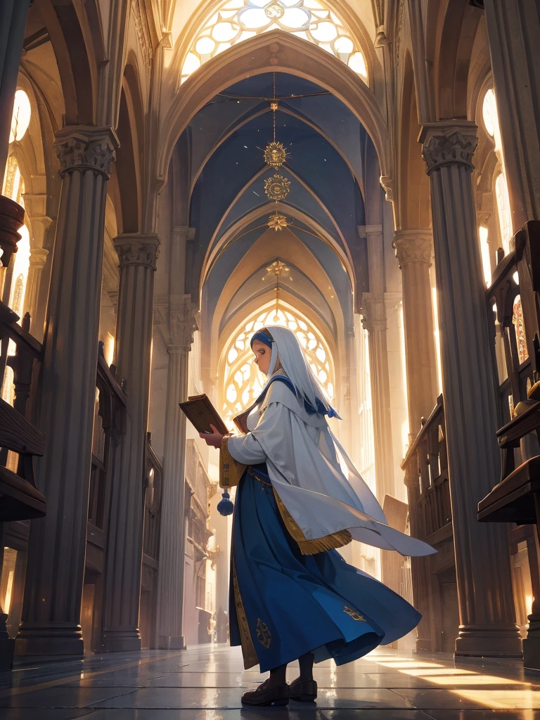Centered on a huge sacred cathedral A medieval town Bird's-eye view