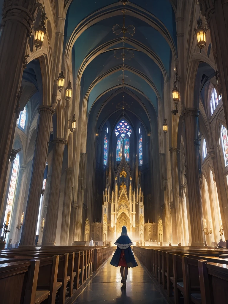 Centered on a huge sacred cathedral　A medieval town　Bird&#39;s-eye view