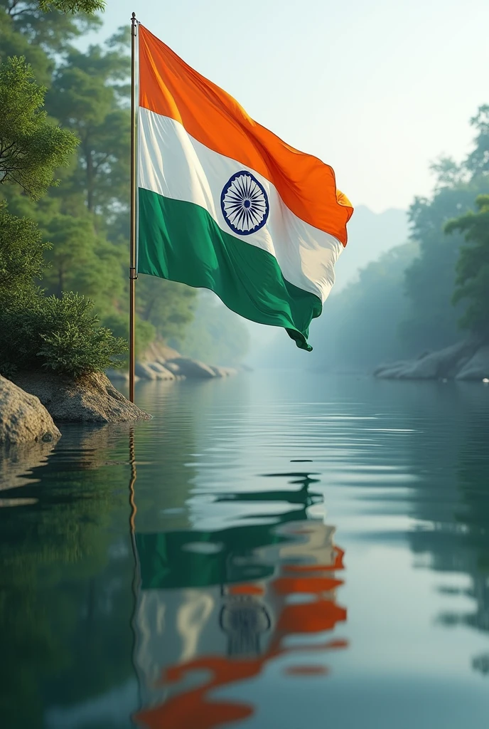 India flag on river