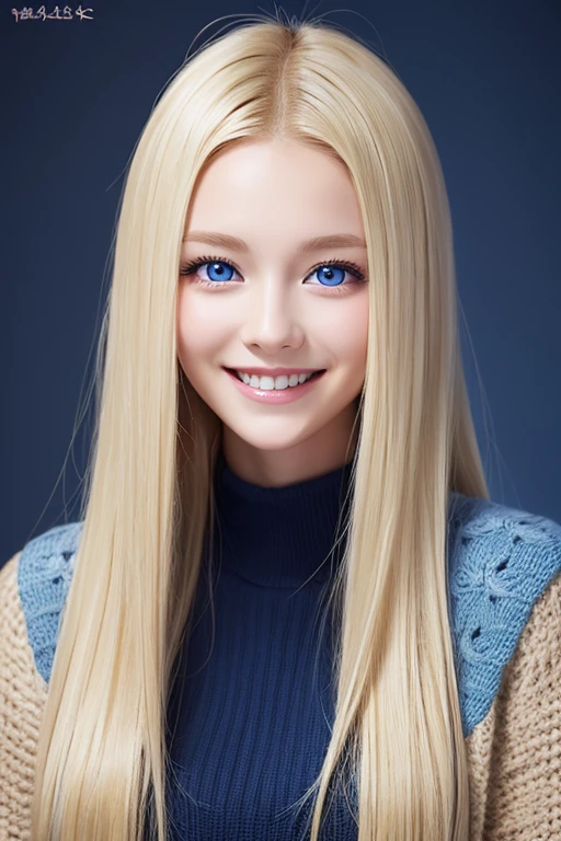 Blonde、Blue Eyes、smile、Background digital art、