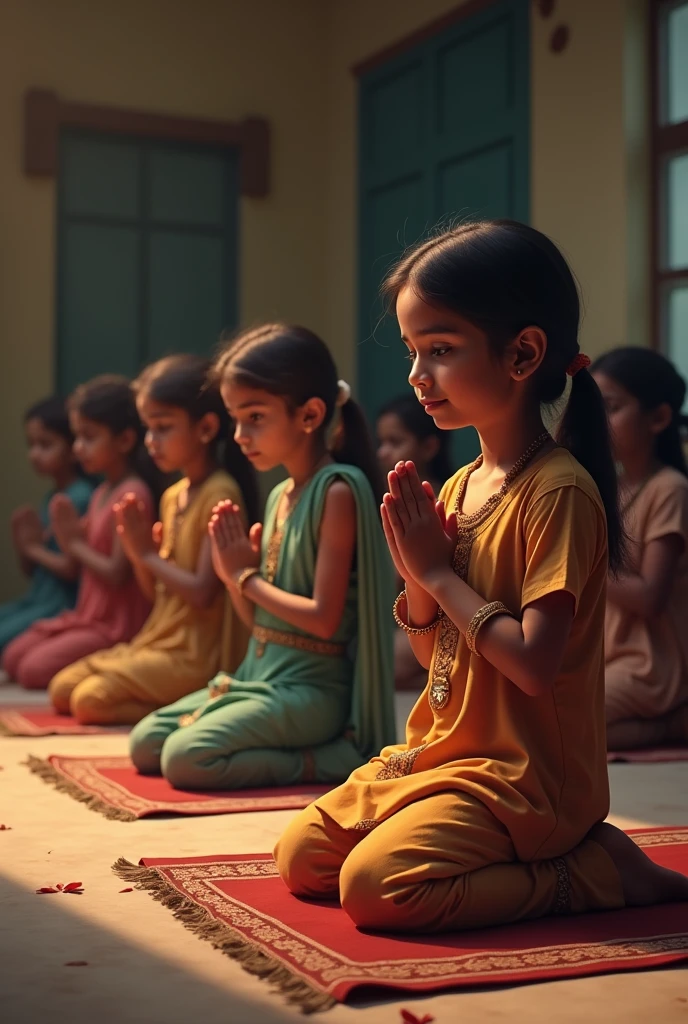 Hindu girls praying Namaz