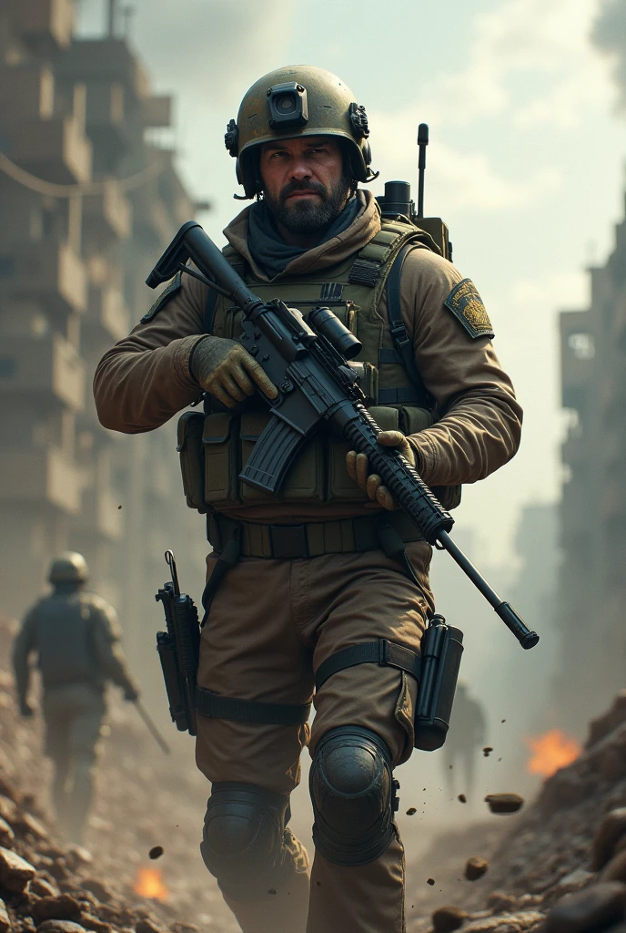 (best quality,4k,8k,highres,masterpiece:1.2),ultra-detailed,(realistic,photorealistic,photo-realistic:1.37),Soldier, Hamas, action hero,muscular body,ripped muscles,confident expression,strong jawline,intense gaze,fierce determination,signature headband,battle-worn camouflage clothing,commando knife,bandolier,assault rifle,explosions in the background,dense jungle setting,sweat glistening on the skin,muddy terrain,stealthy approach,color grading with earthy tones,dynamic lighting creating dramatic shadows,gritty details,high contrast,adrenaline-filled atmosphere,blurred background emphasizing motion,iconic pose,strong highlights,deep shadows,man versus nature,rough textures,explosive action sequence,wide-angle perspective,cinematic feel,heroic proportions,imposing presence,unrelenting warrior, Arab Soldier as the ultimate action legend, Masjidil Aqsa, Al Aqsa, Palestine flag, Palestinian, Muslim, Mosque