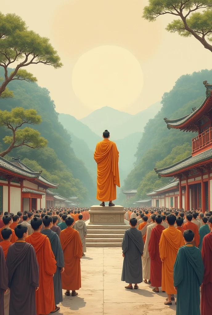 Villagers follow the teachings of the Buddha.